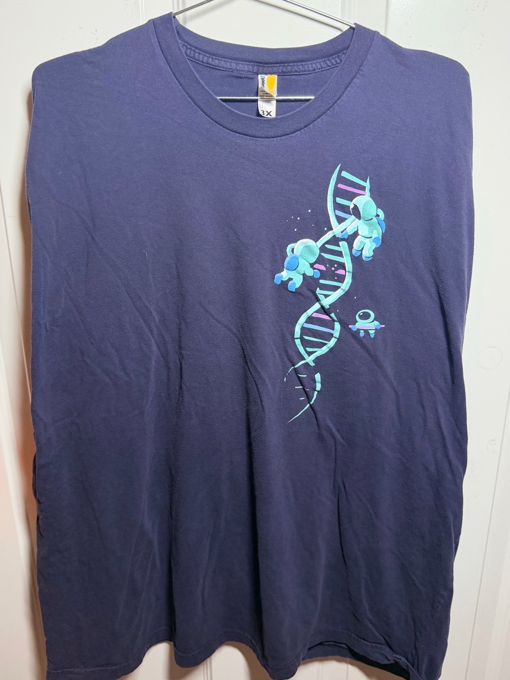 Navy Blue Graphic Tee with DNA & Astronaut Motif